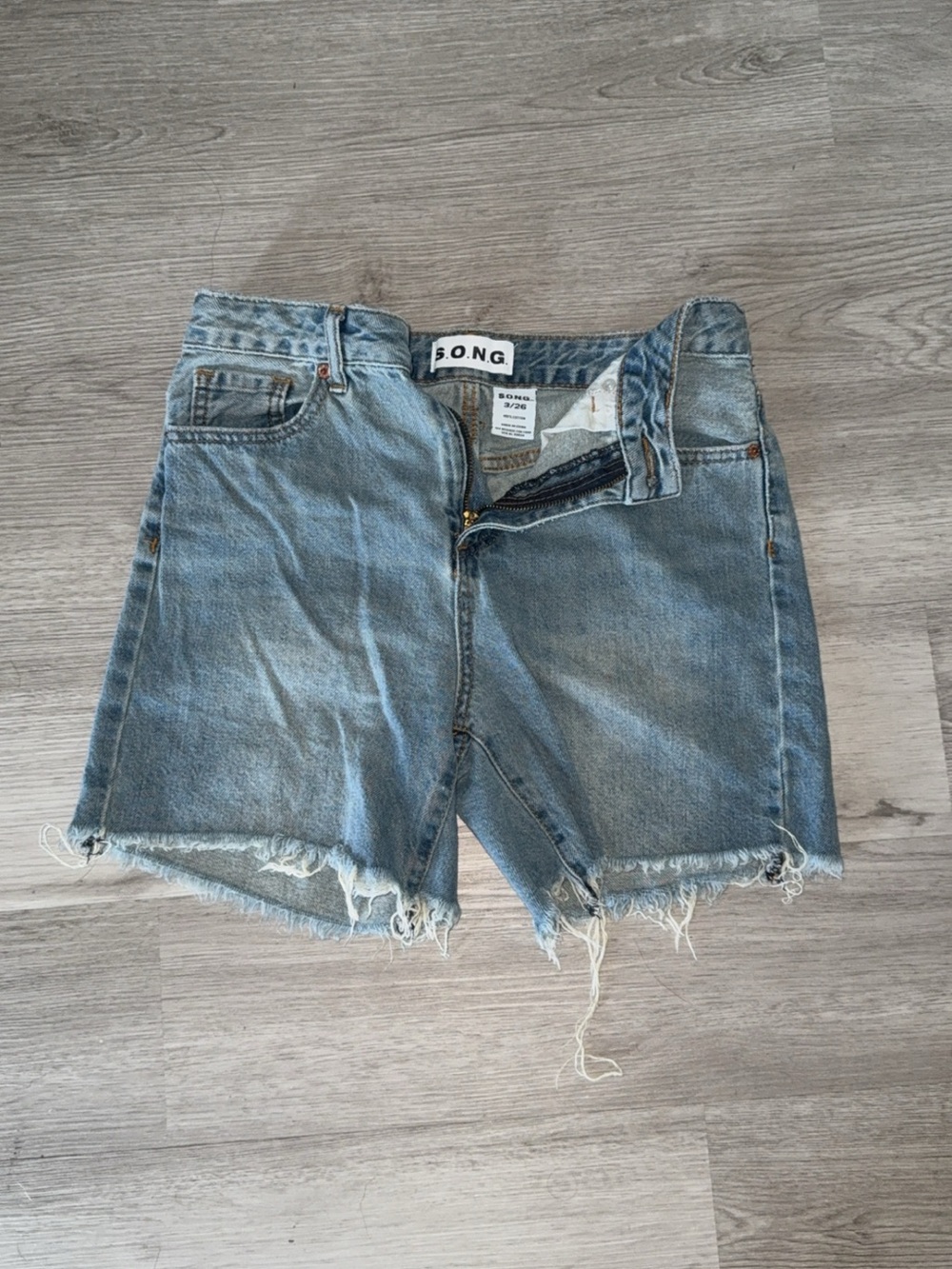 S.O.N.G. Light Wash Denim Cutoff Shorts - Blue